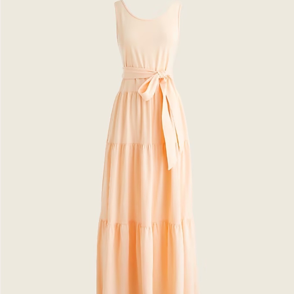 Jcrew Peach Broken In Cotton Jersey Maxi Dress Tiered Sleeveless size XS bg517
